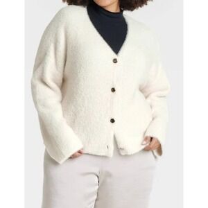 Party Cardigan Cream Size XXL Fuzzy Super Soft Cozy Gold Buttons A New‎ Day
